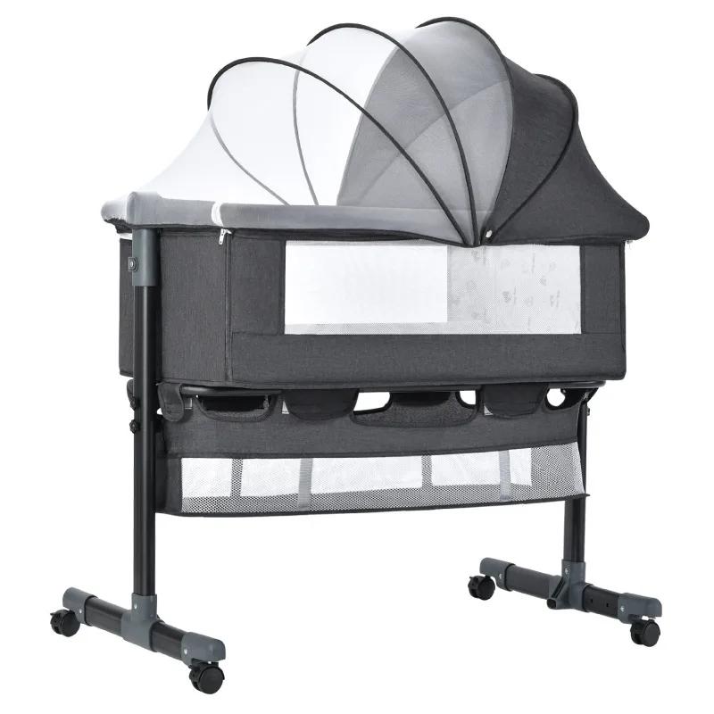 Moustiquaire multifonctionnelle pour berceau de bébé, grand sac de rangement, lit réglable en hauteu