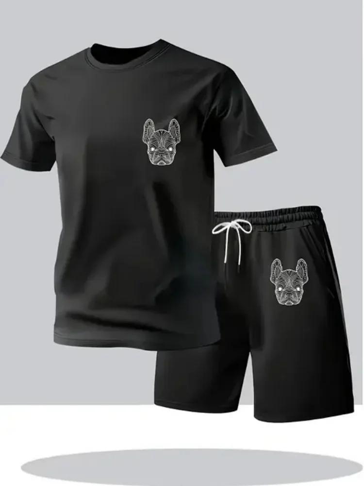 Ensemble T-shirt et short décontracté à séchage rapide pour homme, été, mode urbaine, course à pied,