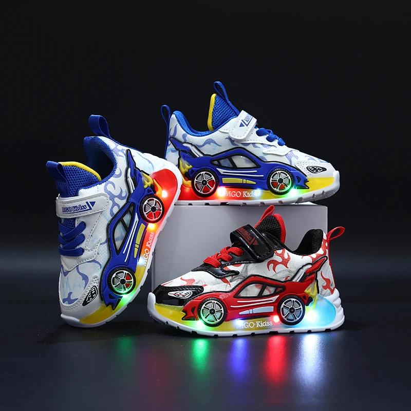 Mgo Kids printemps et automne nouvelles chaussures de sport pour garçons en forme de voiture chaussu