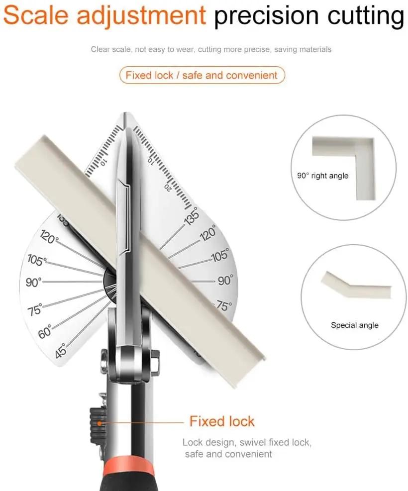 Ciseaux biseautés multi-angles, cisaille d'angle de 45 à 135 degrés, coupe-conduit de fil de revêtem
