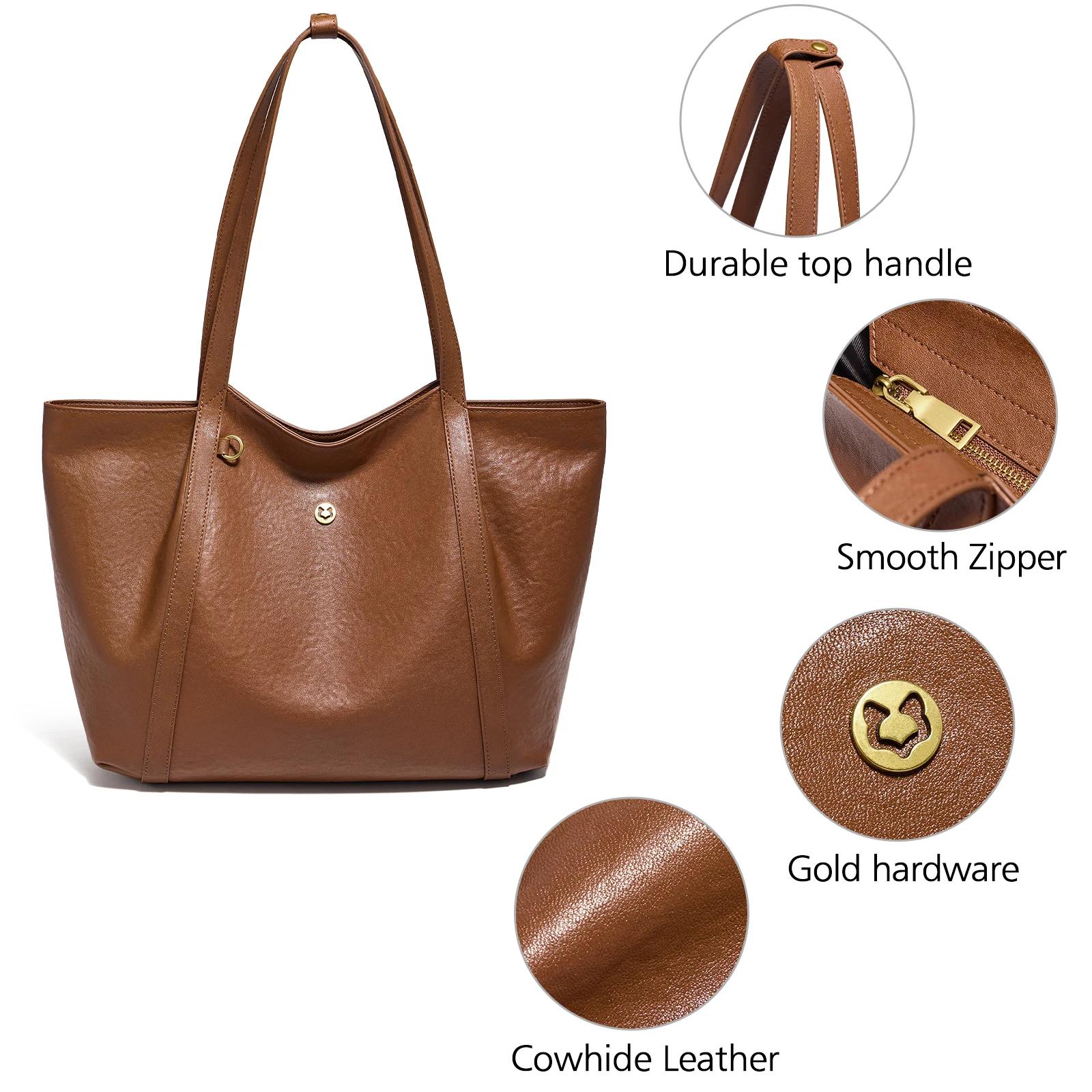 FOXER Sac fourre-tout tendance printemps pour femme, sac à bandoulière en cuir véritable léger pour