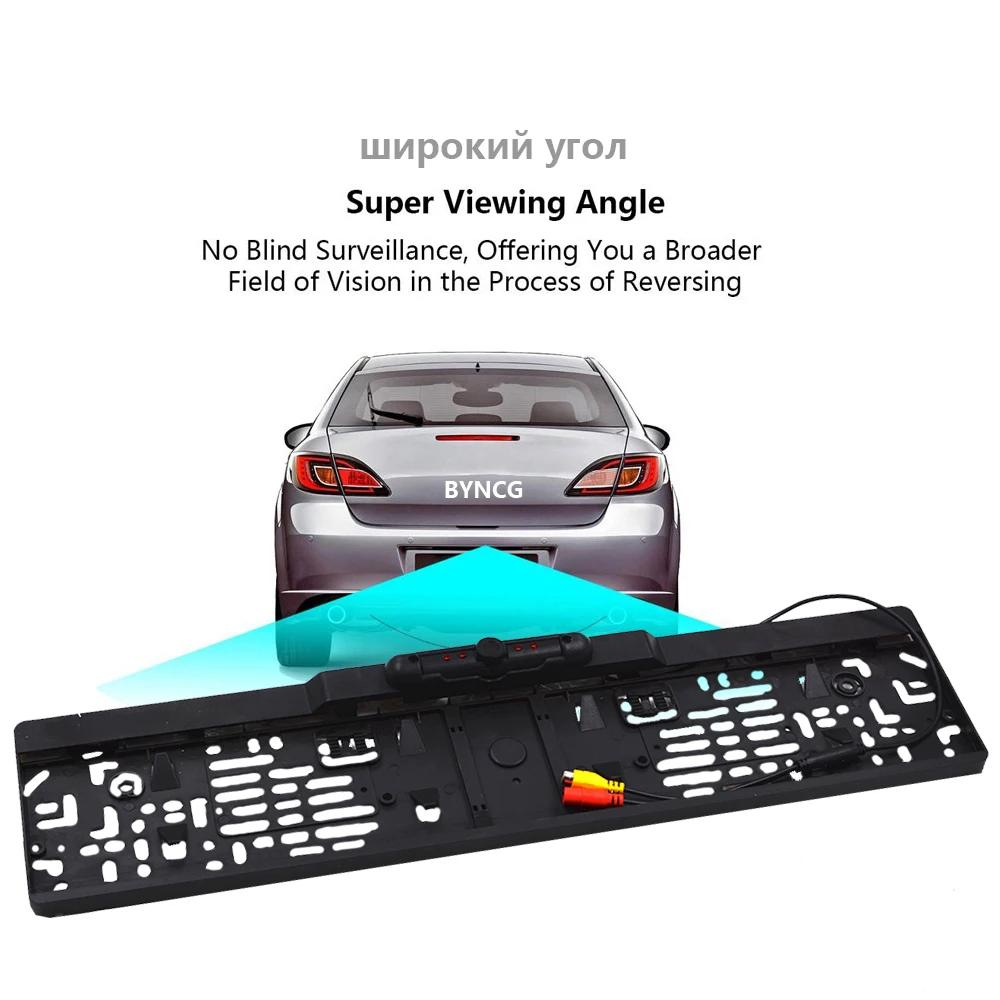 Cadre de plaque d'immatriculation de voiture européenne, plaque d'immatriculation avec 4 LED IR, cam