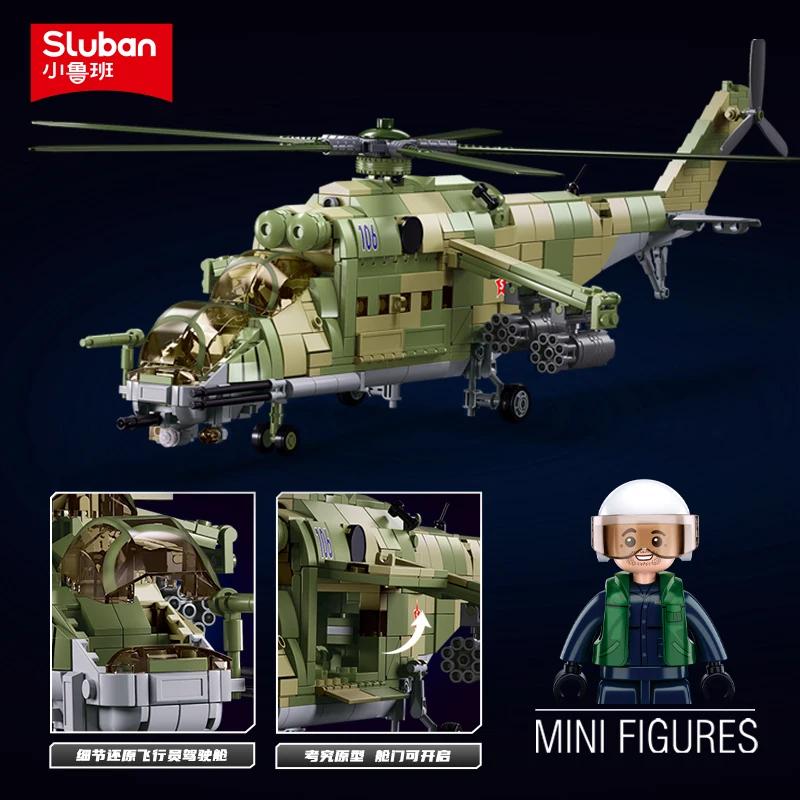 Sluban WW2 – arme à Air militaire russe, hélicoptère d'attaque Mi-24, modèle arrière, blocs de const