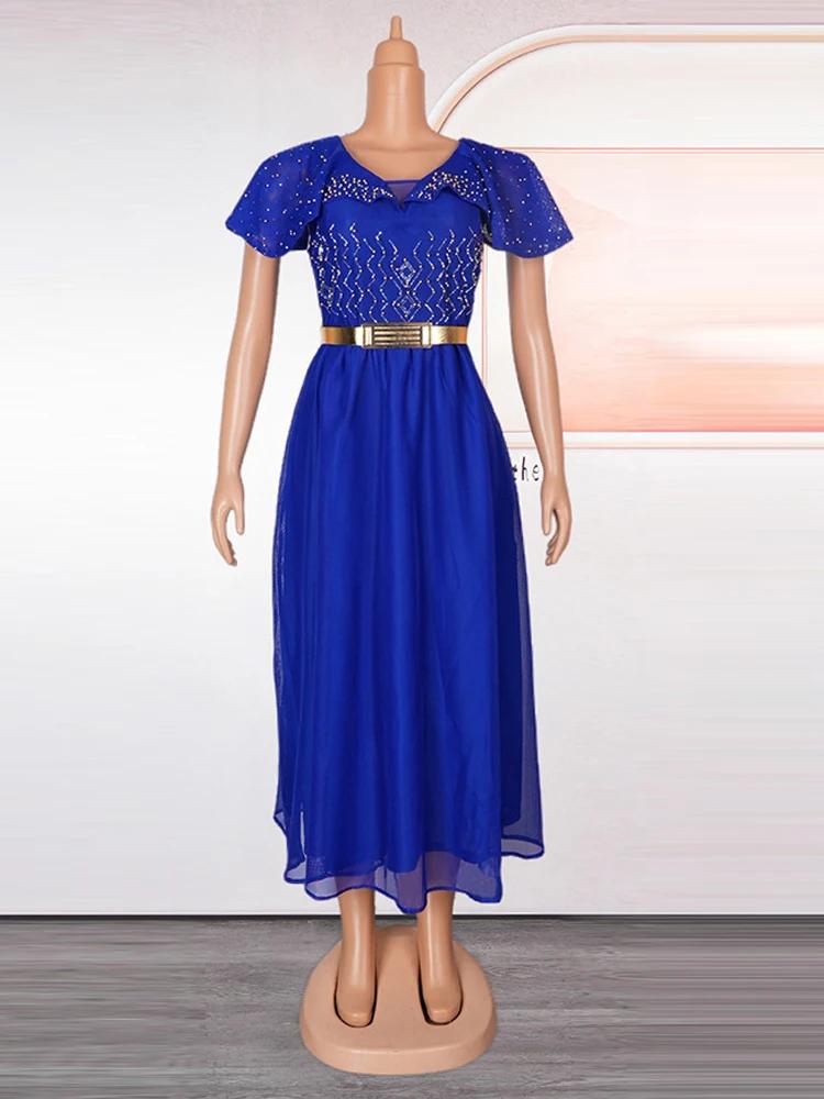 Robes de soirée d'été 2026 à manches courtes pour femmes, robes de luxe ornées de diamants, robes de