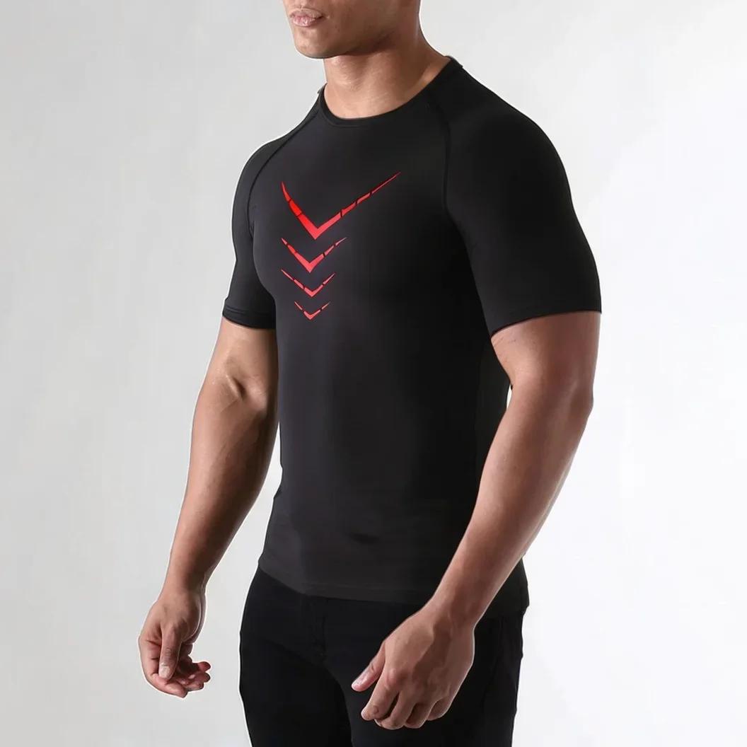 T-Shirt à manches courtes pour hommes, vêtements de course, d'entraînement, de sport, respirant, hau