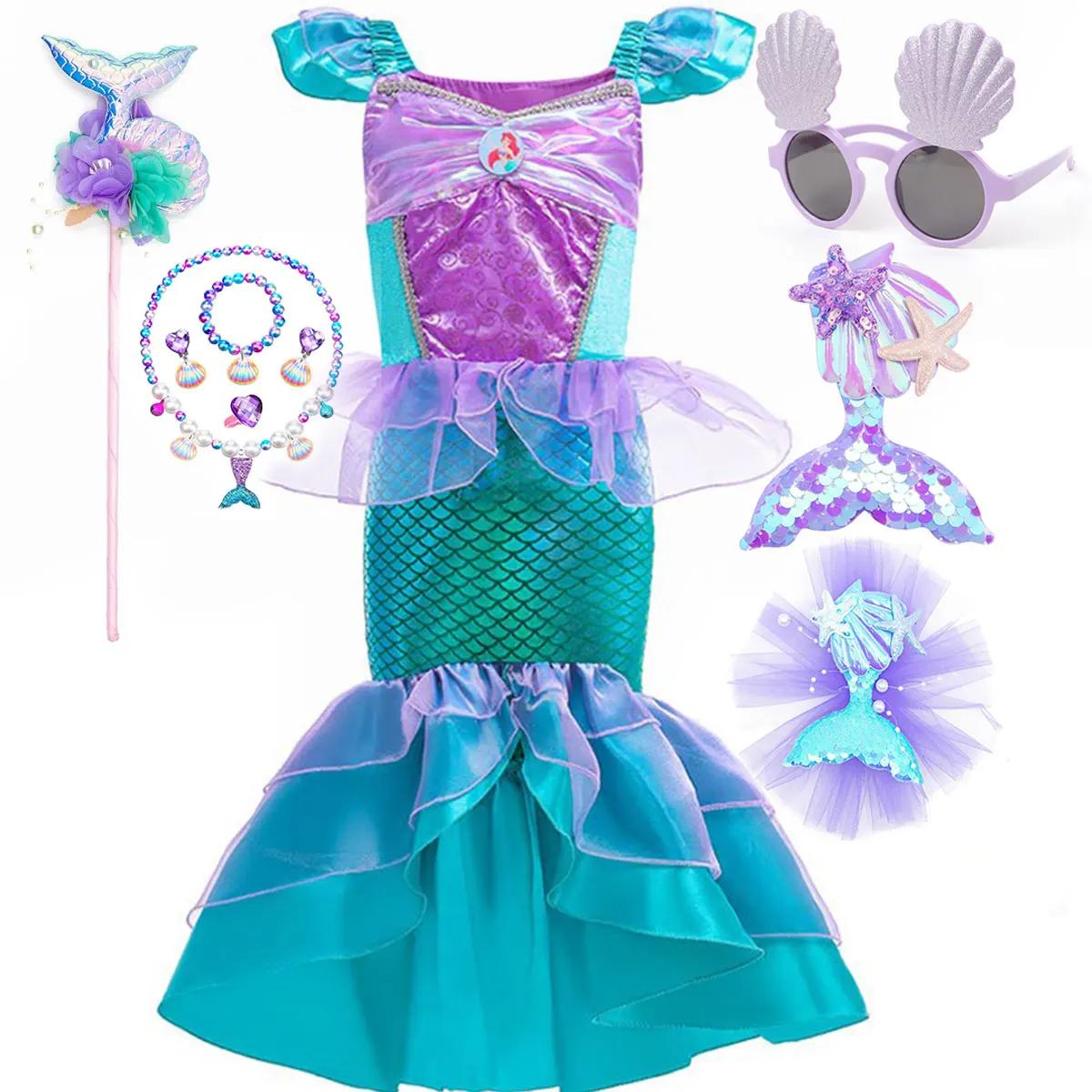 Costume de princesse Ariel de la petite sirène pour Halloween, robe pour filles, Cosplay, robe de si