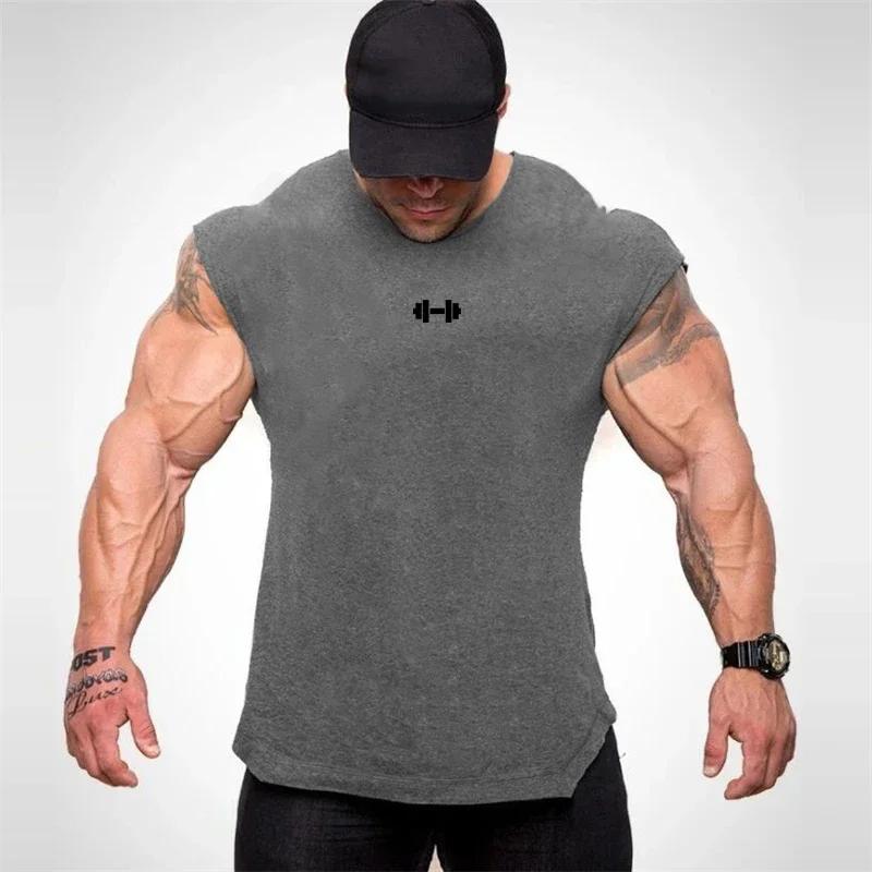 T-shirts d'été sans manches en coton respirant, gilets de Sport, de course, de musculation, d'entraî