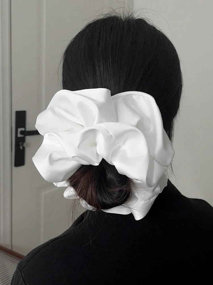 Chouchou en fausse soie Extra Large pour femmes, 1 pièce, pelucheux, haute élasticité, doux et soyeu