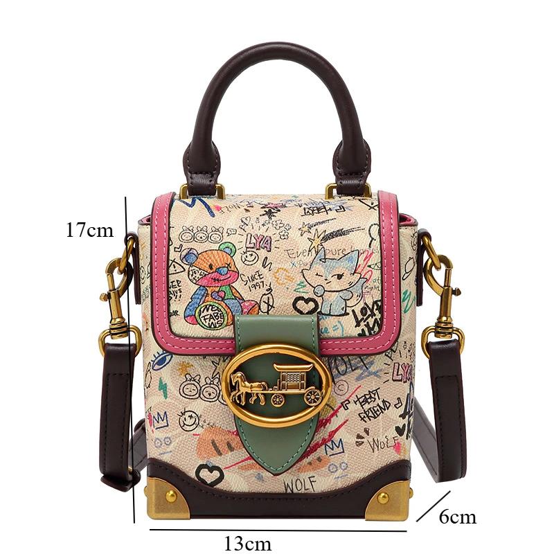 Sac à poignée supérieure Graffiti de grande capacité, sacs à bandoulière simples pour femmes, petit 