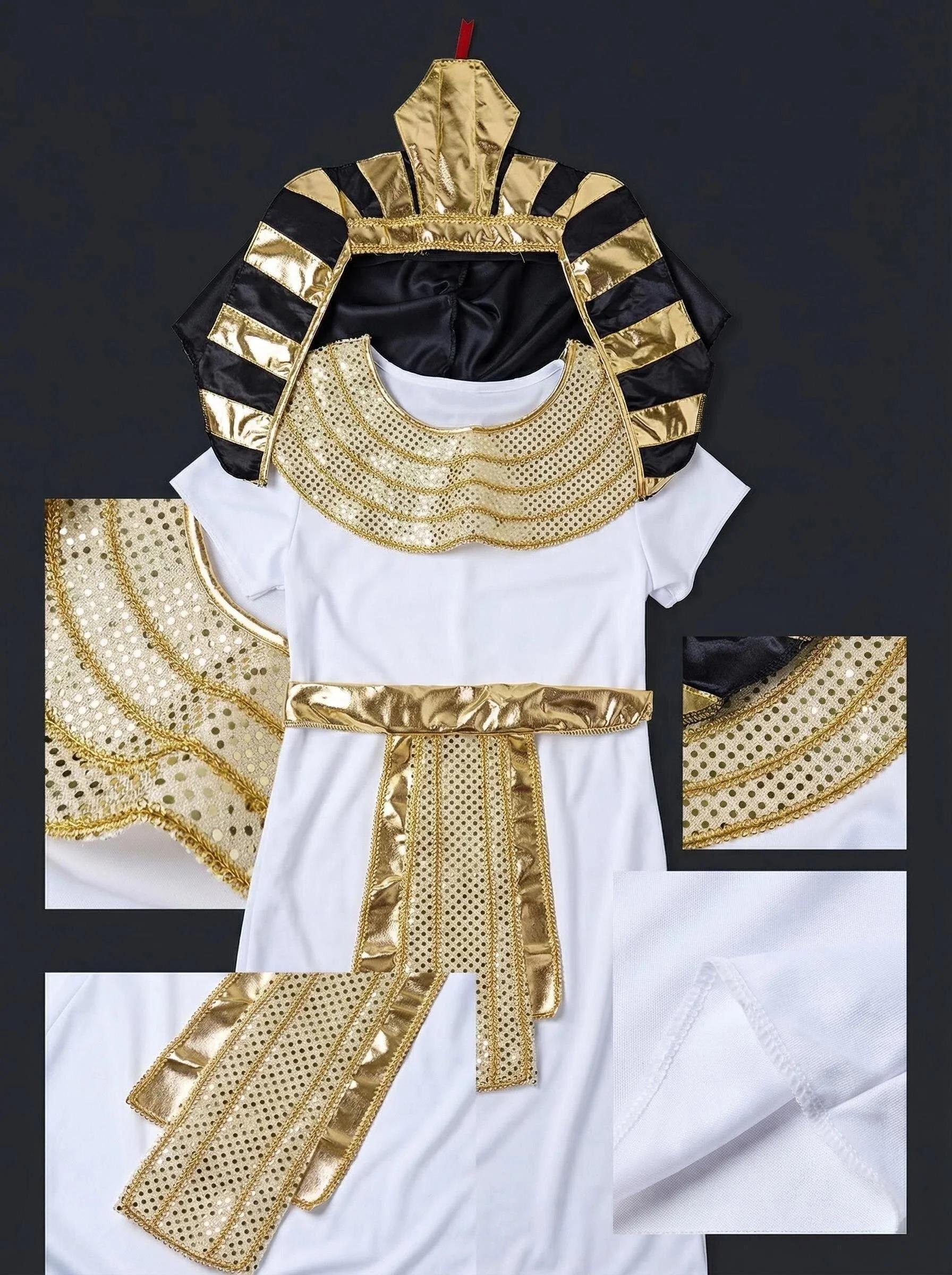 Costume de pharaon égyptien pour enfants, tenue de cosplay de l'Égypte ancienne royale avec coiffe N