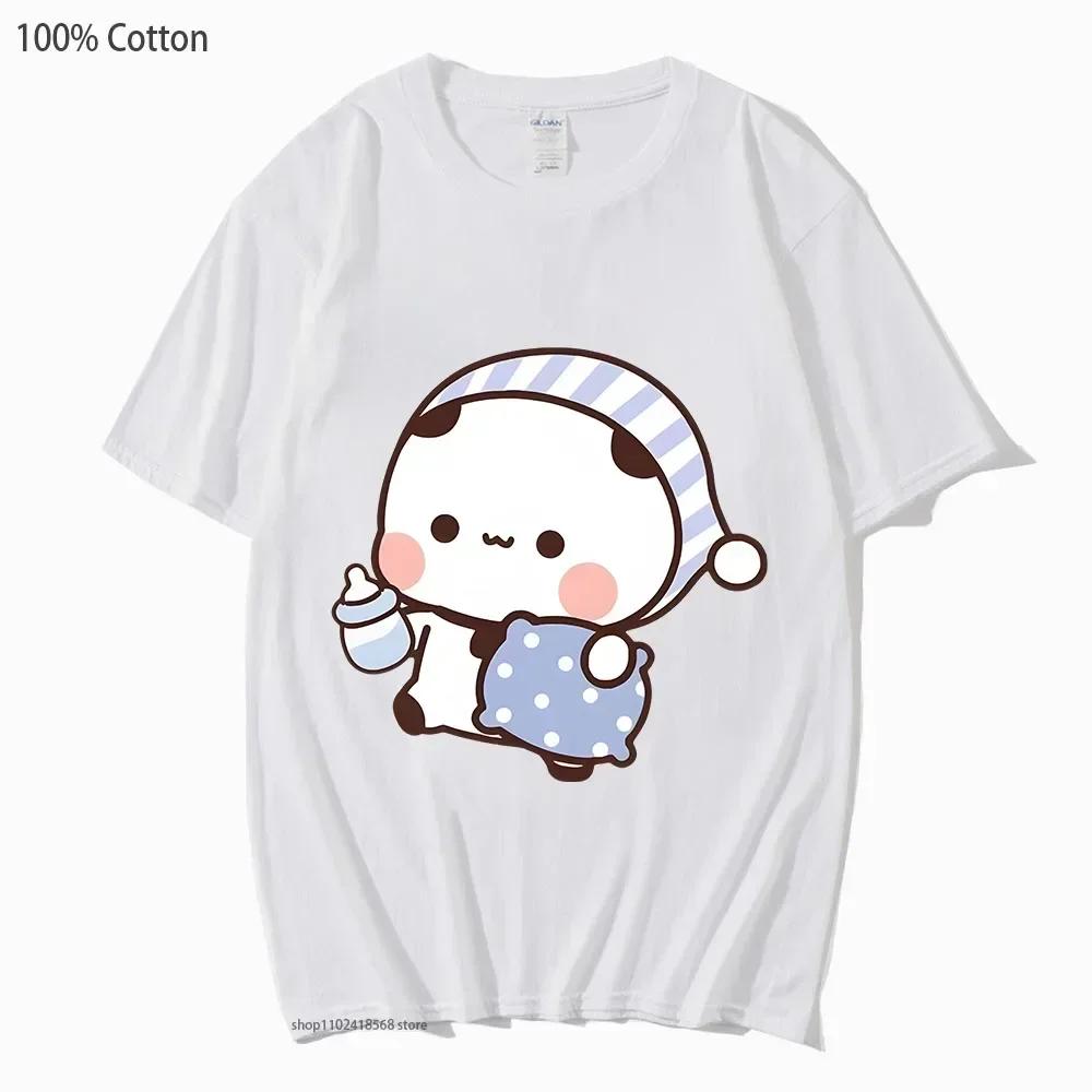 Couple chemises Kawaii mignon BuBu Panda va dormir avec DuDu ours graphique t-shirt coton hommes fem