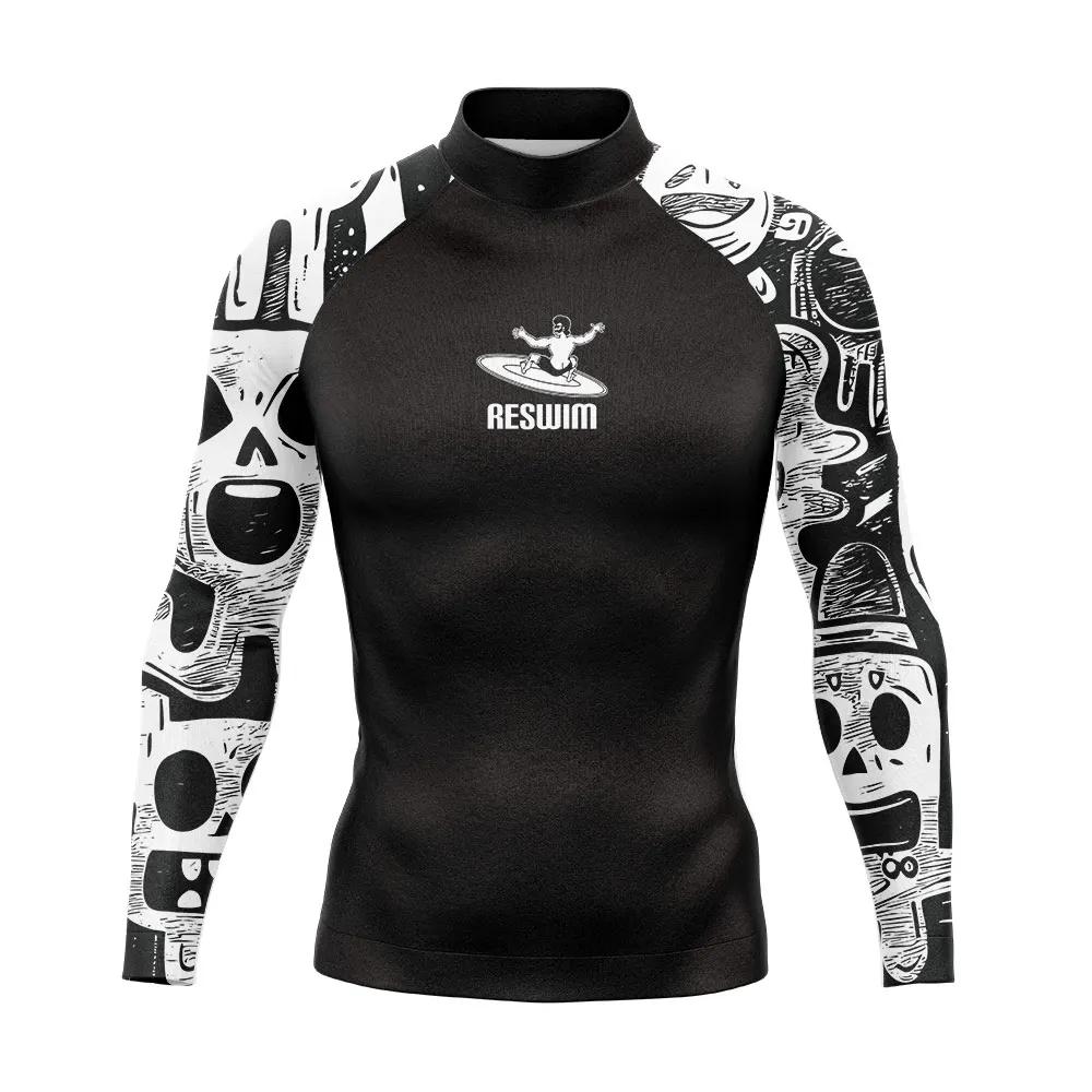 Nouveau été hommes longs natation Surf T-Shirts UPF 50 + Surf combinaison Rashguards maillot de bain