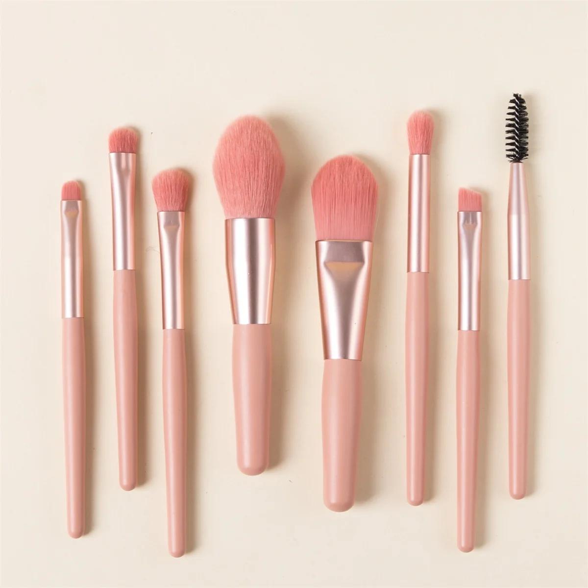 Ensemble de pinceaux de maquillage doux et moelleux, 8 pièces, pour fond de teint, Blush, poudre, fa