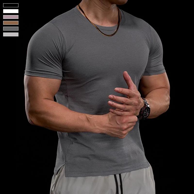 Vêtements d'entraînement de Fitness pour hommes, T-shirt de sport serré à manches courtes, respirant