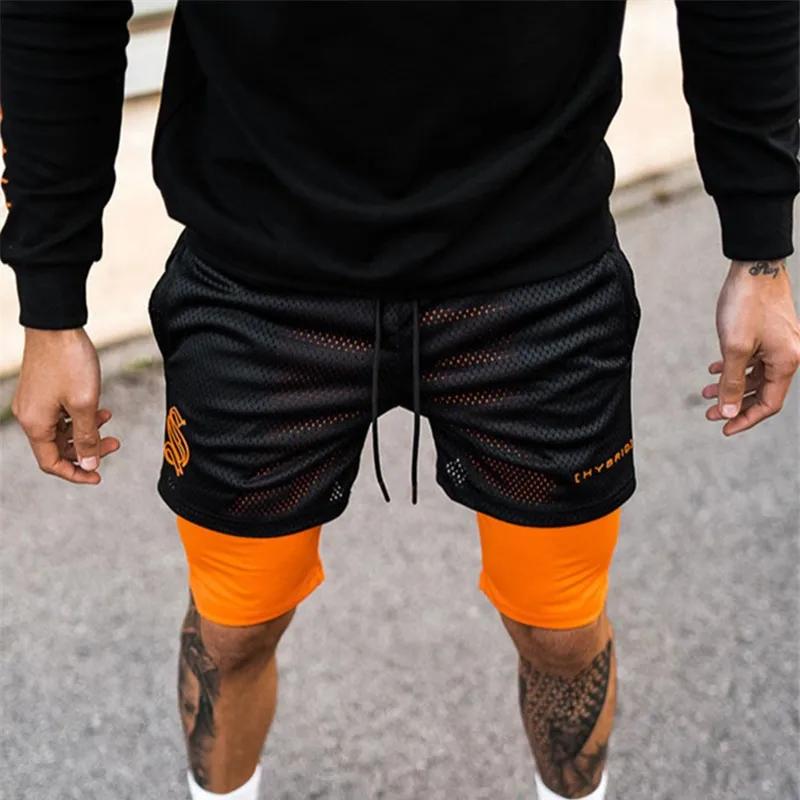 Short 2 en 1 homme respirant imprimé été fitness musculation séchage rapide maille