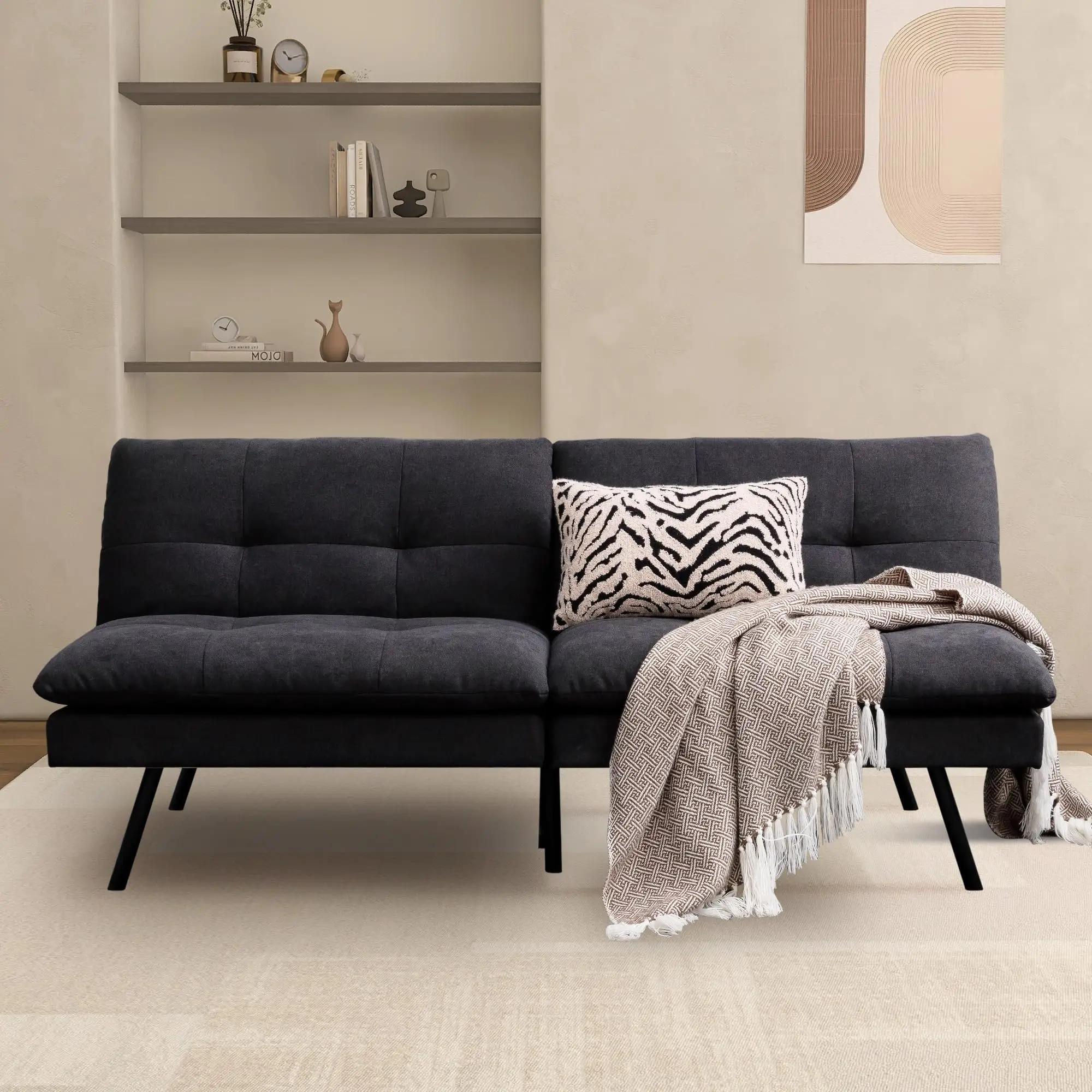 Hcore-Canapé-lit en mousse à mémoire de forme, sofa convertible, causeuse noire pour petits espaces,
