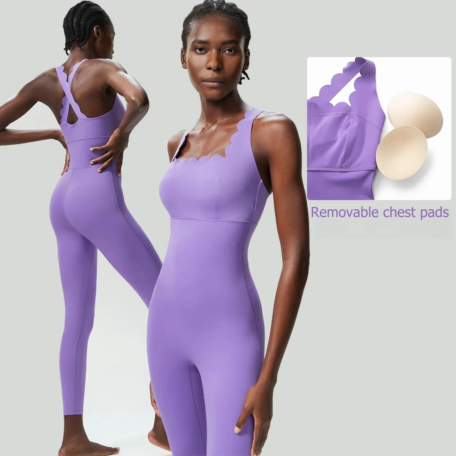 Combinaison de yoga une pièce pour femme, vêtements d'entraînement moulants, moulant, respirant, sup