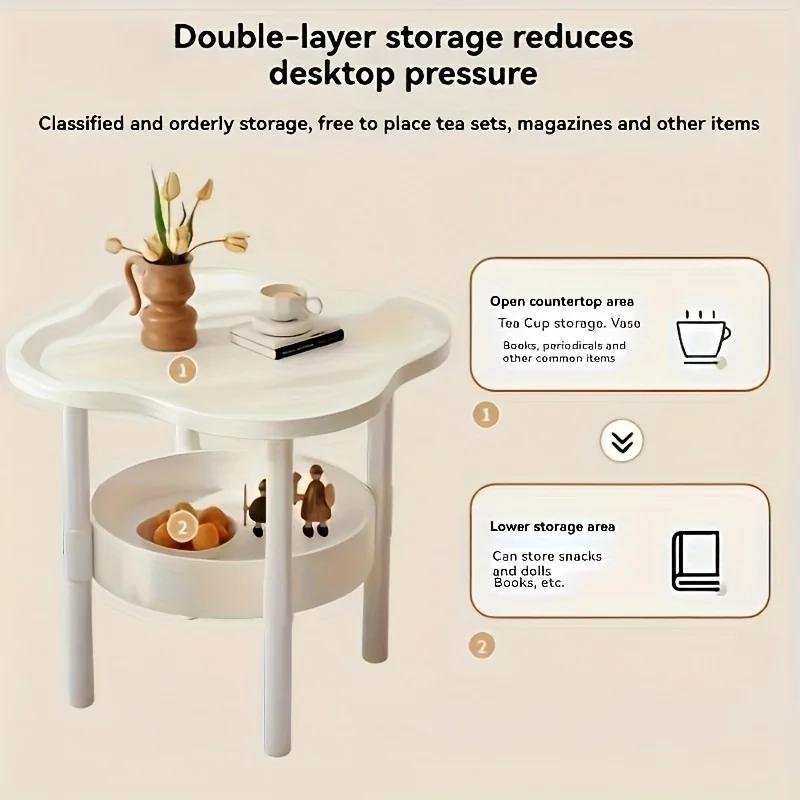 [Mable d'appoint élégante] Table d'appoint ronde moderne et élégante avec étagère de rangement |   p