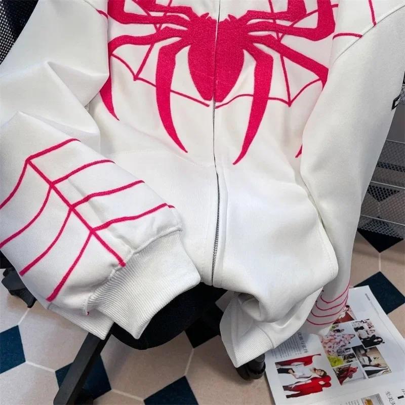 Sweat à capuche floqué Spider pour hommes et femmes, sweat à capuche Hip Hop, manteau à capuche, fer