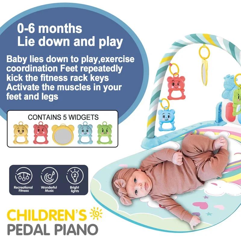 Tapis d'éveil musical pour bébé 0-36 mois avec piano, jouets d'activités, tapis de jeu à pédales, ca