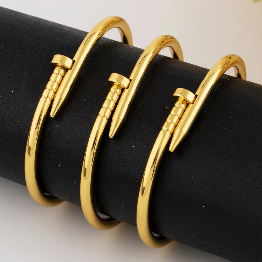 Bracelet plaqué or en acier inoxydable 316L, personnalité de la mode, Simple, Punk, rétro, Hip-hop, 
