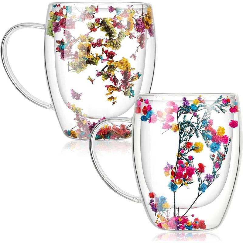 Tasses à café en verre transparent à double paroi, tasse à double isolation pour boissons chaudes et