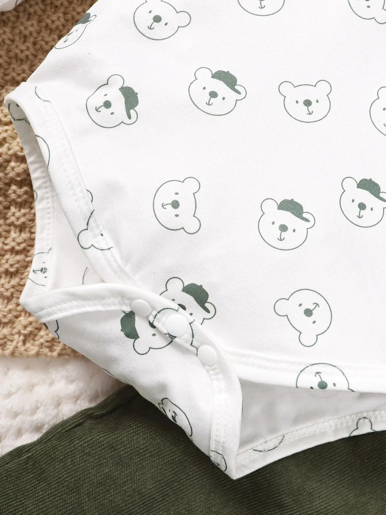 Ensemble de vêtements College petit ours pour bébé garçon, haut à manches longues, pantalon à bretel