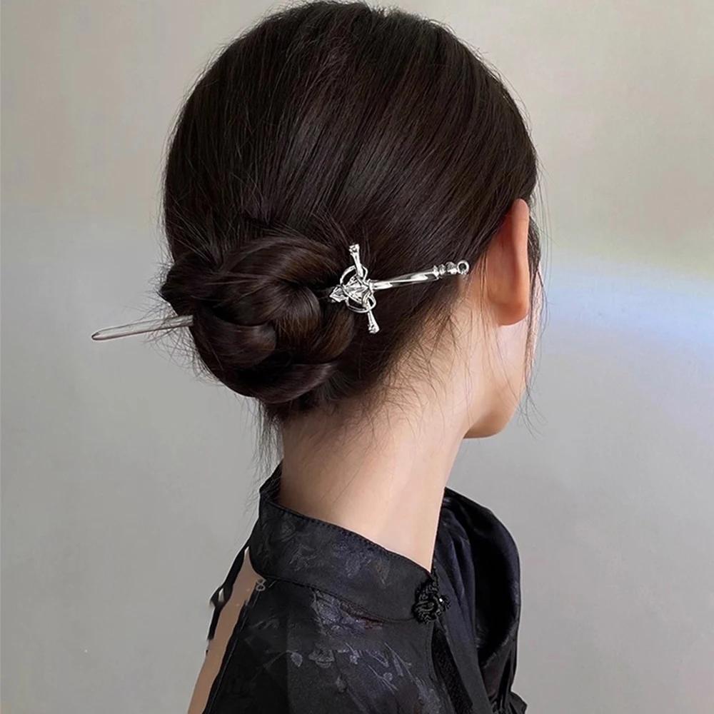 Épingles à cheveux épée créative pour femmes, épingles à cheveux, couvre-chef, Style chinois, fourch