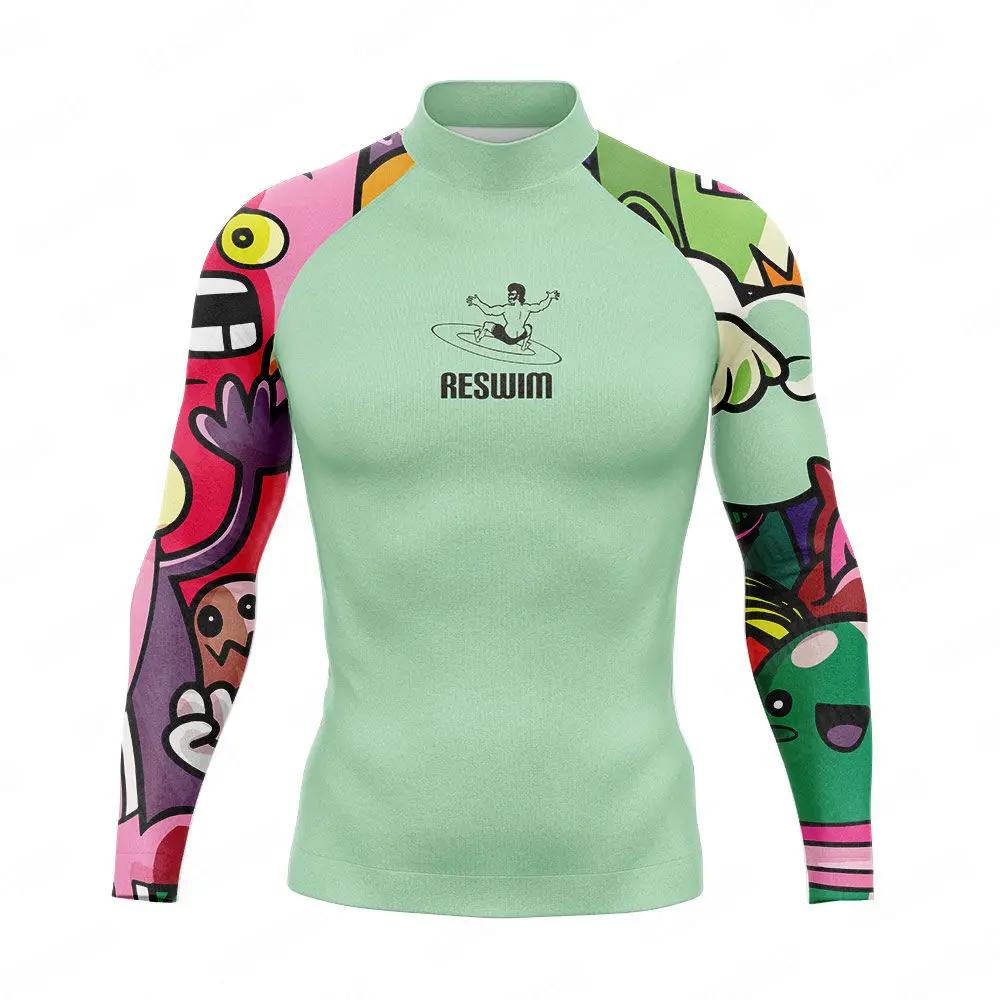 Nouveau été hommes longs natation Surf T-Shirts UPF 50 + Surf combinaison Rashguards maillot de bain