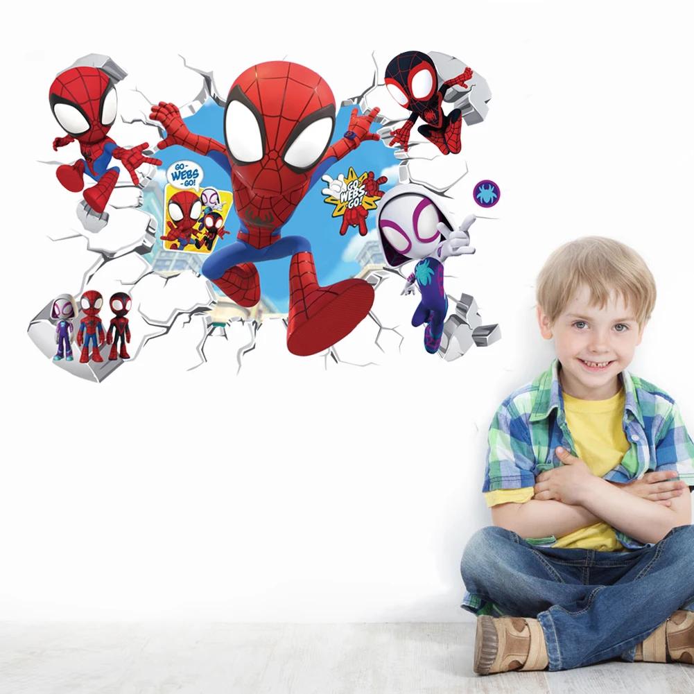 Mignon mini Spiderman Super héros Stickers muraux pour chambre d'enfants décoration maison chambre P