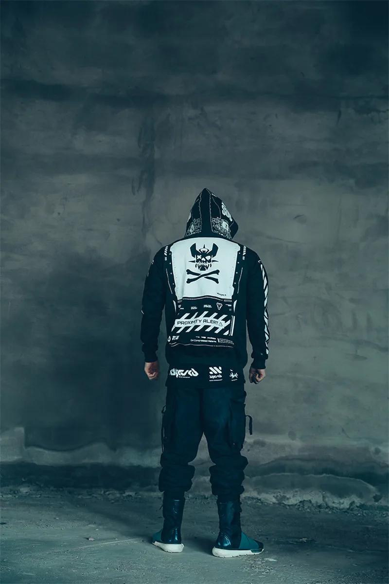 Sweat à capuche imprimé tête de mort pour hommes, sweats à capuche Hip Hop Harajuku, pull à motif en