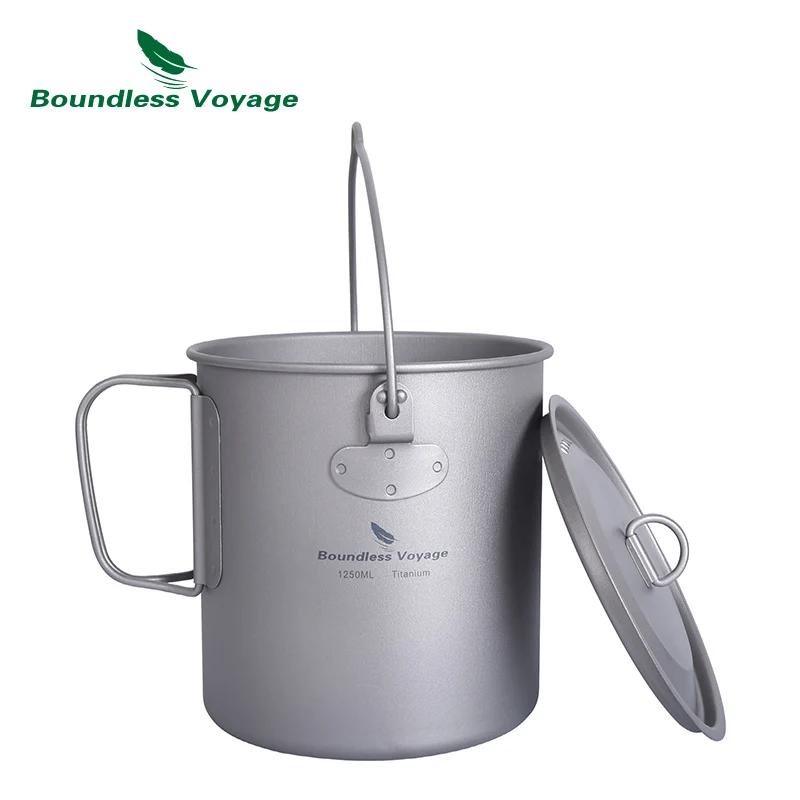 Boundless Voyage Camping Titanium Cup Mug, Outdoor Tourist Picnic Cooking Face Pot, Britware, Randon