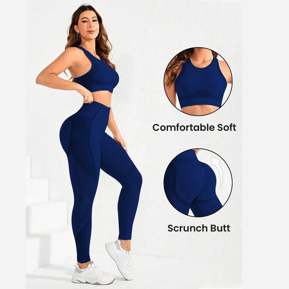 Costume 2 pièces, combinaison de yoga pour femmes, belle combinaison de pantalons taille haute au do