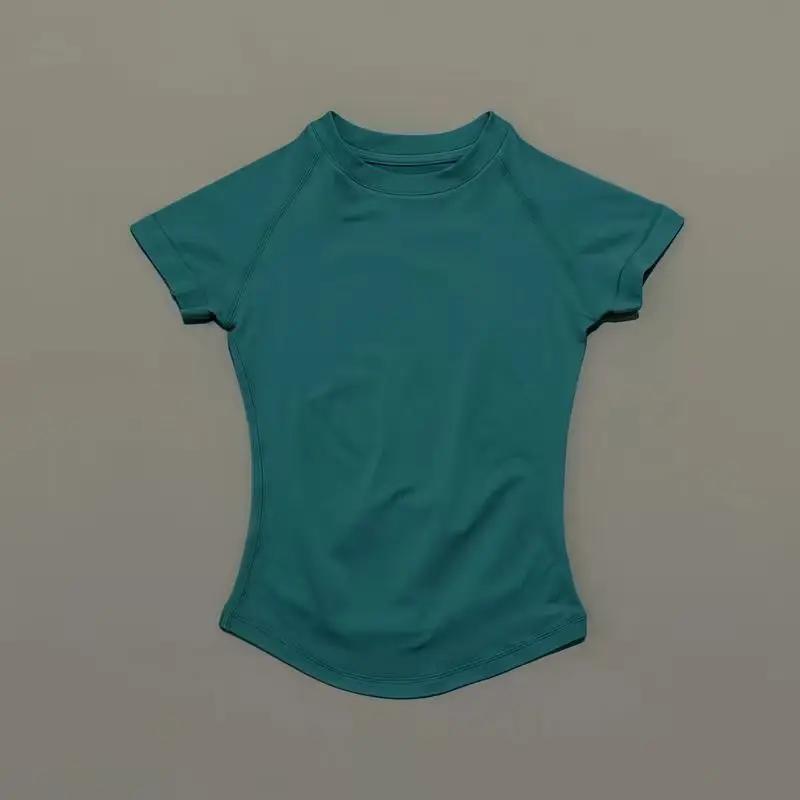 Haut de sport à manches courtes pour femme, t-shirt de course, débardeur respirant à col rond pour l