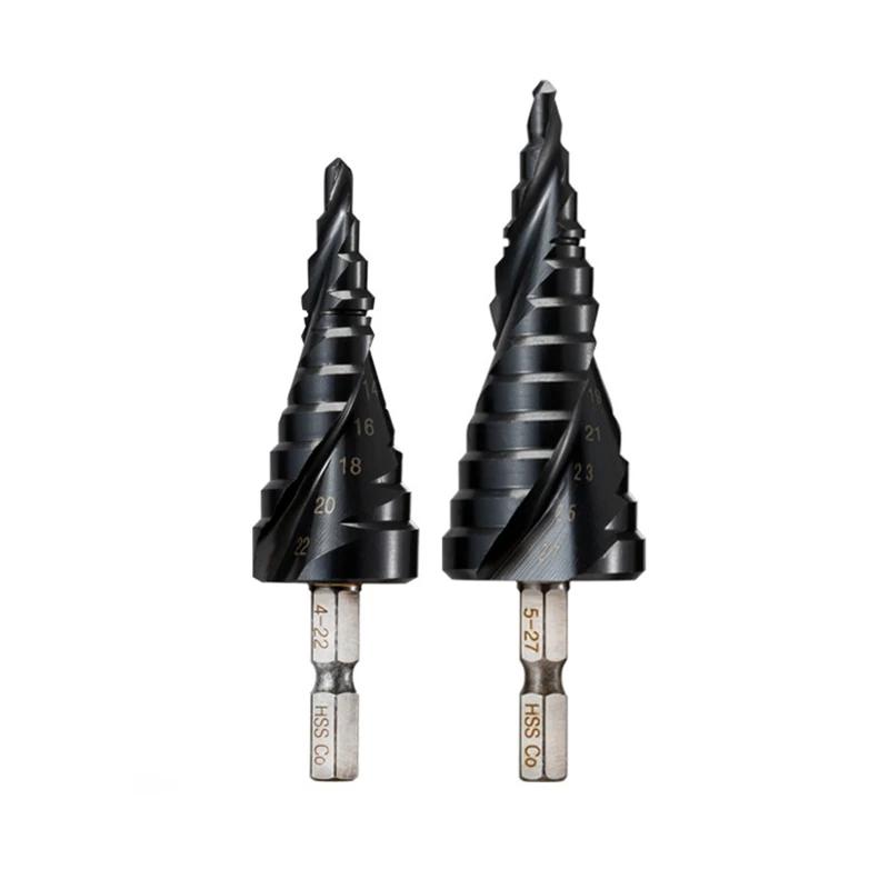 Foret étagé revêtu de TiAlN au Cobalt HRC89 M35, tige hexagonale de 1/4 pouces, ouvre-trou de perçag