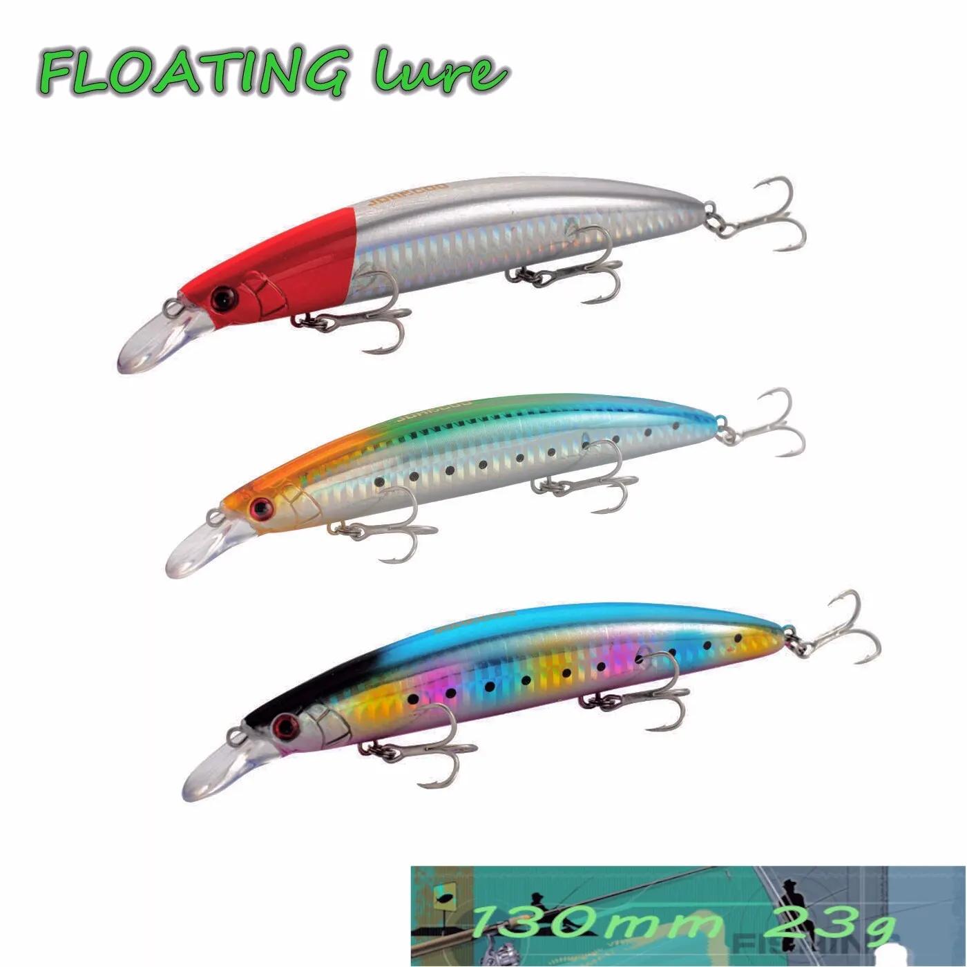 Jerkbait flottant longue coulée 130mm 23g leurre de pêche avec crochets de qualité Wobbler vairon po