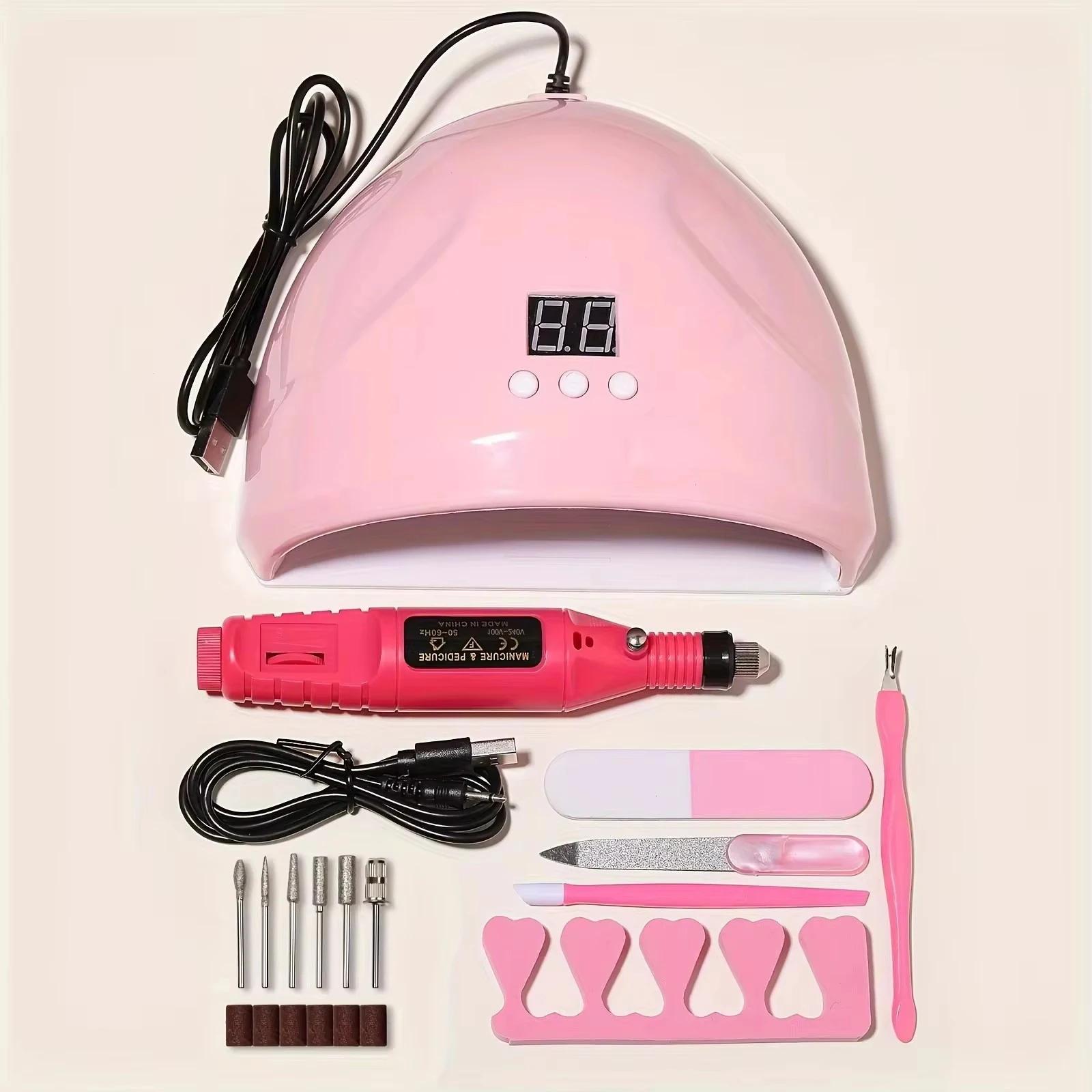 LINMANDA ensemble de manucure USB perceuse à ongles électrique Kit de lime de vernis avec lampe à LE