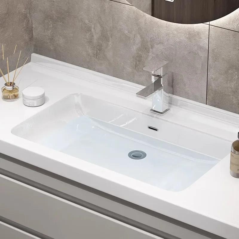Lavabo rangement salle de bain armoire cuisine Mdf en bois miroirs fermés toilette évier multifoncti
