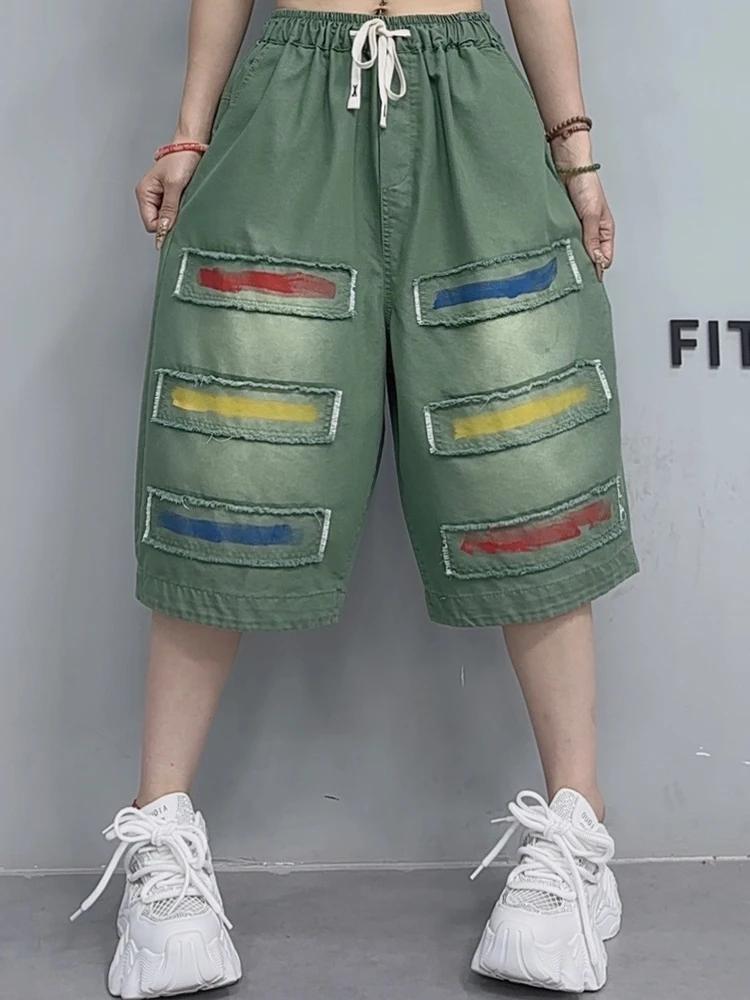 AmaxluluE été mode blanc Denim Shorts femmes ample Vintage jean dames décontracté Patchwork Pantalon