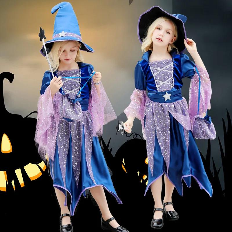 Costumes de fête d'Halloween robe de sorcière pour filles enfants Cosplay carnaval Costume de sorciè