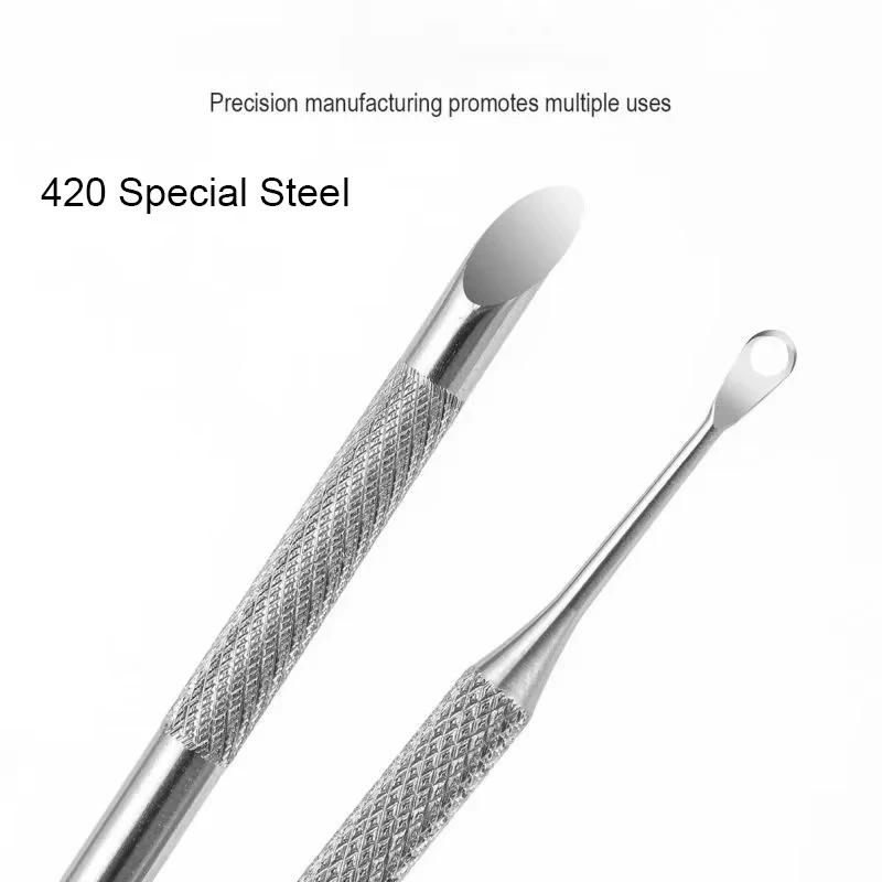 Pousse-cuticules en acier inoxydable à tête biseautée, outil de manucure pour le nail art et le lima