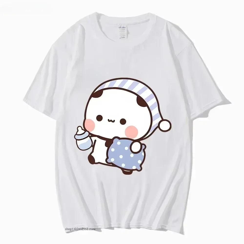 Couple t-shirt mignon BuBu Panda va dormir avec DuDu ours graphique t-shirt femmes vêtements manches