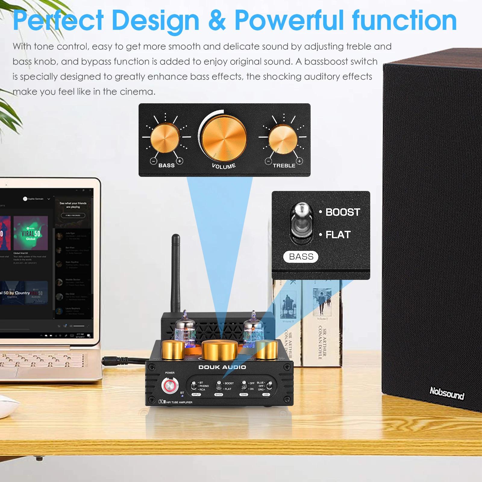 Douk Audio X1 HiFi JAN5725 amplificateur à Tube sous vide Bluetooth5.0 récepteur MM amplificateur Ph