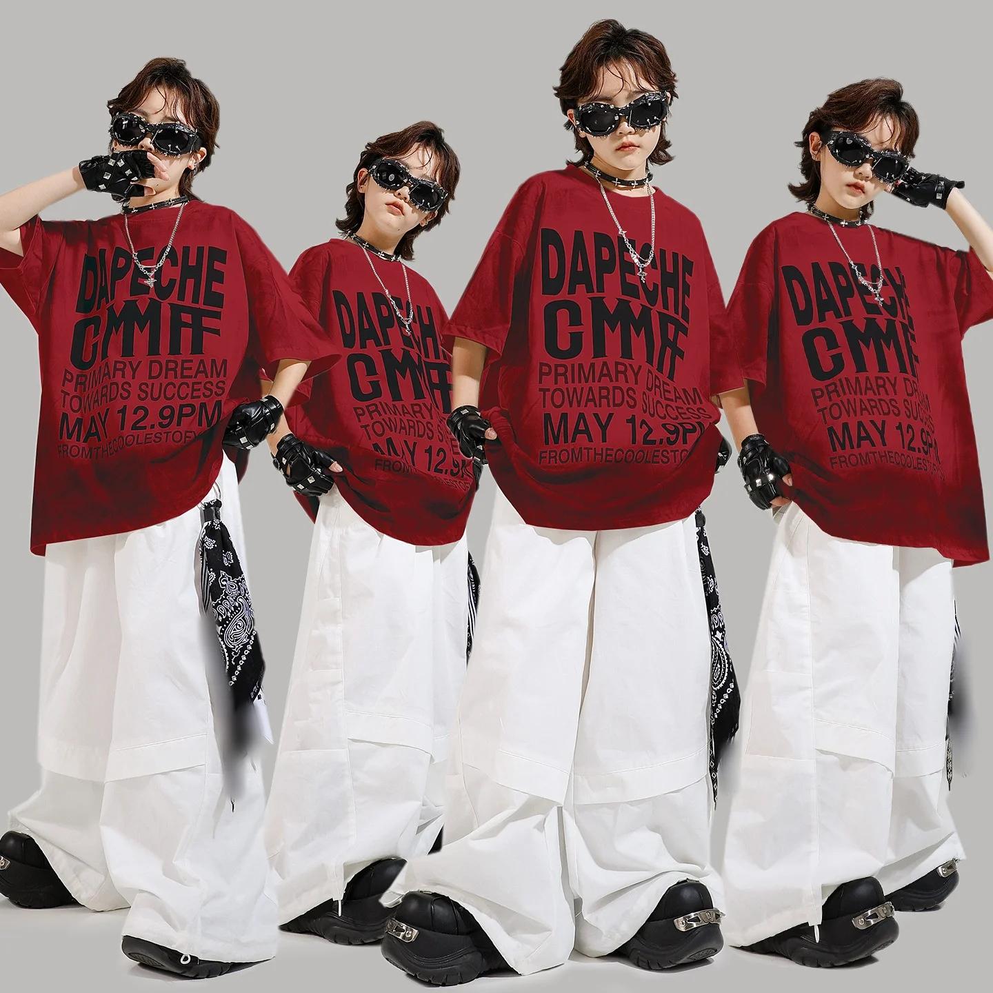 Vêtements Hip Hop pour filles, T-shirt noir, short blanc pour garçons, tenues de danse de rue, stree