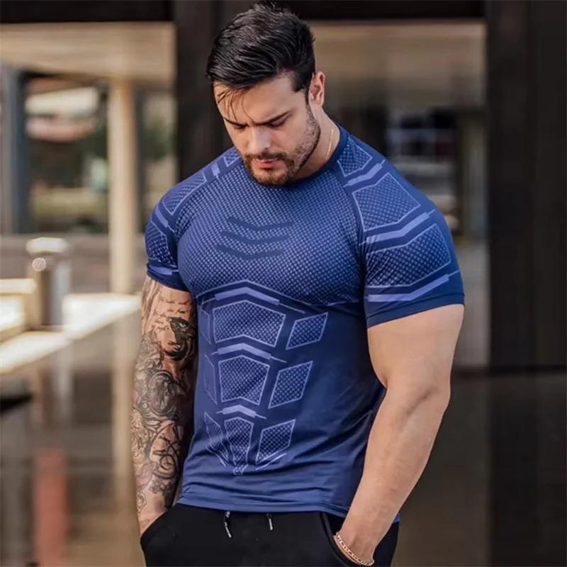 T-shirt de sport pour homme 2026 – Entraînement, séchage rapide, manches courtes, moulant, musculati