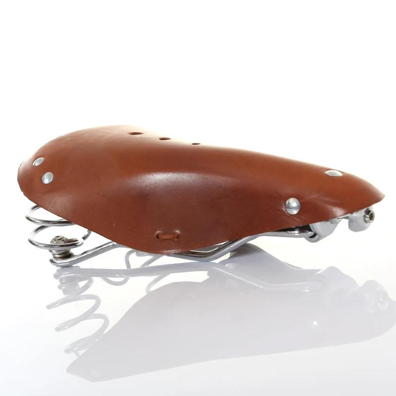 Selle de vélo en cuir respirante et confortable pour VTT, siège de cyclisme rétro avec coussin pour 