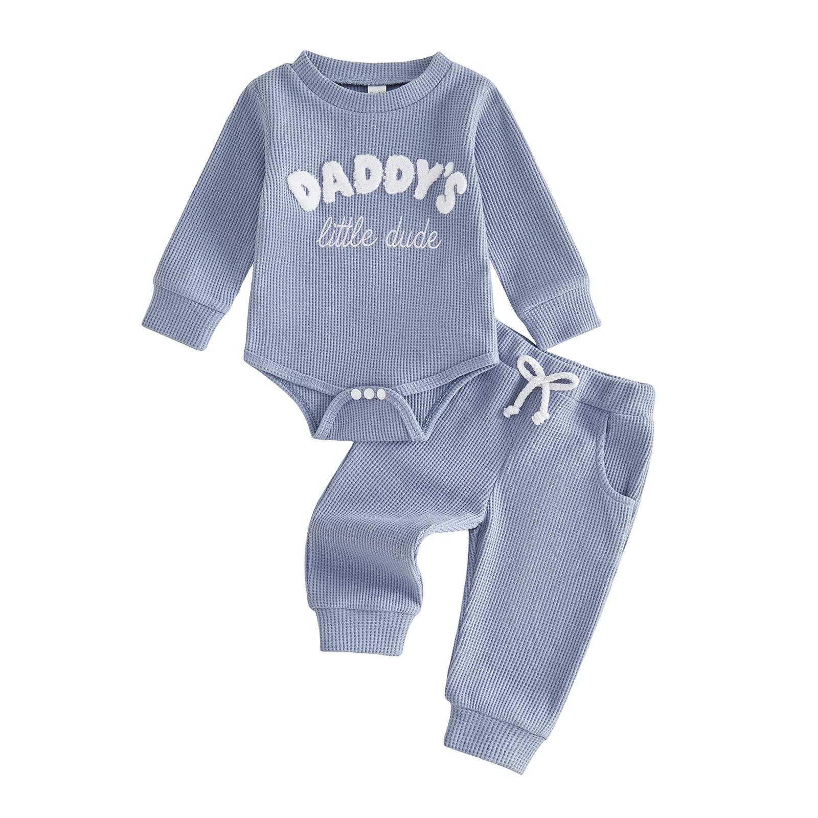 Vêtements pour bébé garçon, vêtements d'automne, broderie de lettres, combinaison à manches longues