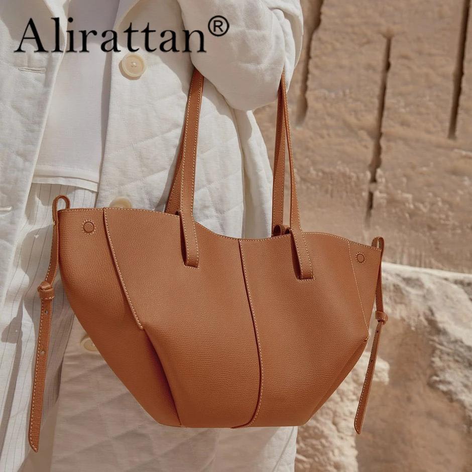Sac à bandoulière Alirattan 2026 en cuir grande capacité, nouveau design tendance en forme de dumpli