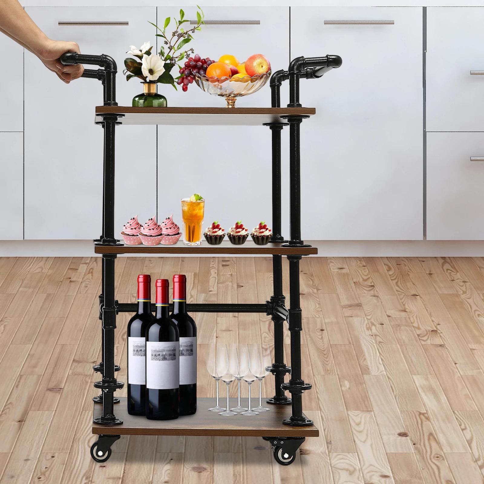 CNCEST3-Tier chariot industriel de barre de roulement a pondéré des étagères de barre d'ageCart pour