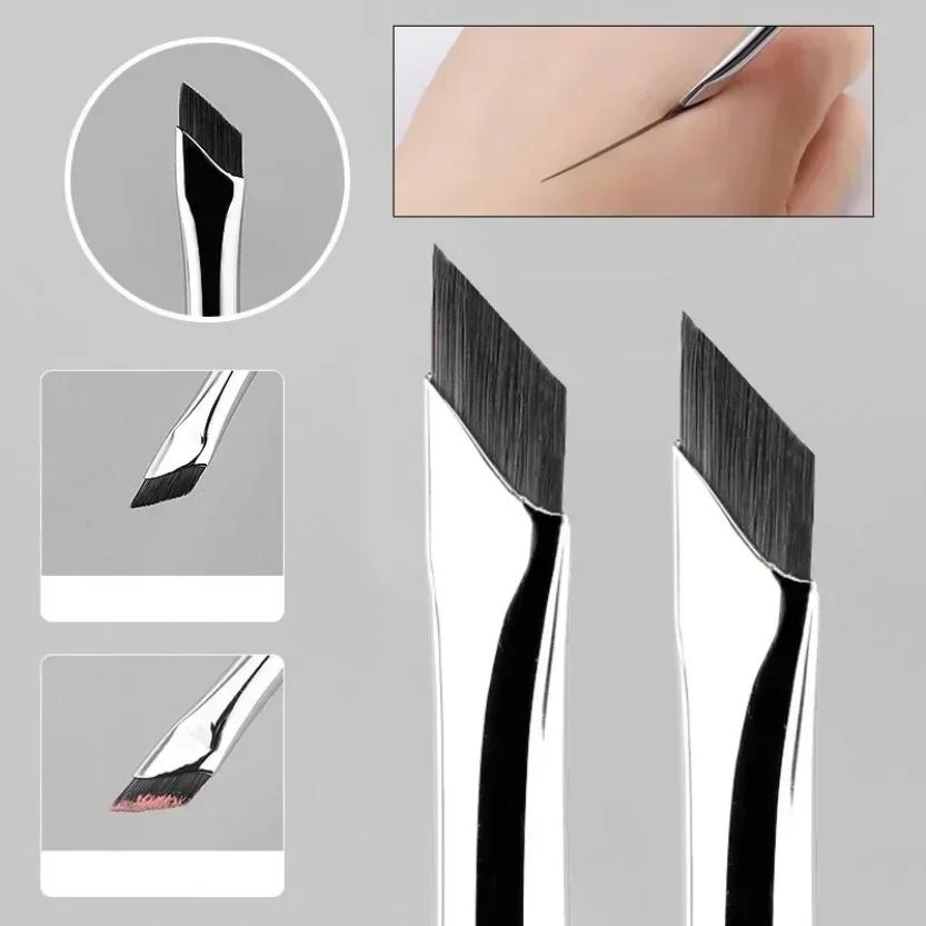 Brosse Eyeliner à lame améliorée, brosse à sourcils plate Ultra fine à Angle fin sous les yeux, bros